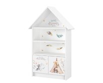 Dřevěná knihovna/skříň na hračky Domeček, Sweet Dreams - bílá