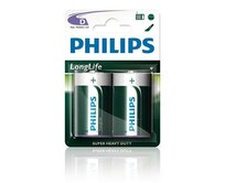 Philips baterie D LongLife zinkochloridová - 2ks, blister