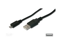 Digitus USB 2.0 kabel USB A samec na USB micro B samec, 2x stíněný, Měď, 1,8m
