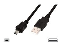 Digitus USB kabel USB A samec na B-mini 5pin samec, 2x stíněný, Měď, 1m, černý