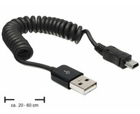 Delock kabel USB 2.0 A samec > USB mini samec, kroucený kabel