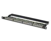 Digitus CAT 6 Patch Panel, stíněný, 24 portů RJ45 s uzávěrem, 8P8C, LSA, 0,5U, 19 "montáž do stojanu, bl