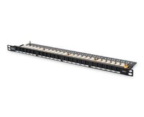 Digitus CAT 6 Patch Panel, nestíněný, 24 portů RJ45 s uzávěrem, 8P8C, LSA, 0,5U, 19 "montáž do stojanu, černá