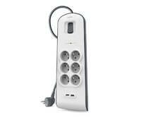 Belkin přepěťová ochrana BSV604 - 6-zásuvka, 2xUSB/2.4A, 2m