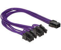 Delock napájecí kabel PCI Express 6 pin samice > 2 x 8 pin samec textilní stínění fialové