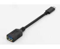 Digitus USB 3.1 Type-C adaptér USB kabel, typ C na A, OTG M / F, 0,15m, Super Speed, UL, bl