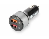 Digitus USB nabíječka do auta, rychlé nabíjení 3.0, 2 vstupní porty 12-24V, výstupy: 3-6.5V/3A, 5V/2.4A