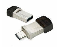 Transcend 64GB JetFlash 890, USB-C/USB 3.1 duální flash disk, malé rozměry, stříbrný kov, odolá prachu i vodě