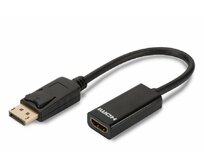 Digitus Adaptérový kabel DisplayPort, DP - HDMI typ A M / F, 0,15 m, s blokováním, kompatibilní s DP 1.1a, CE, bl