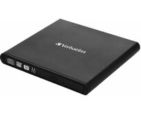 VERBATIM Externí CD/DVD Slimline vypalovačka USB 2.0 černá,Nero, adaptér USB-A na USB-C