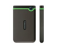 TRANSCEND 1TB StoreJet 25M3S SLIM, 2.5”, USB 3.0 (3.1 Gen 1) Externí Anti-Shock disk, tenký profil, šedo/zelený