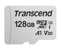 Transcend 128GB microSDXC 300S UHS-I U3 V30 A1 3D TLC (Class 10) paměťová karta (bez adaptéru), 95MB/s R, 45MB/s W