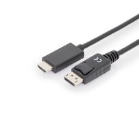 Digitus kabelový adaptér DisplayPort, DP - HDMI typu A, M / M, 1,0 m, s blokováním, DP 1.2_HDMI 2.0, 4K / 60Hz, CE, bl