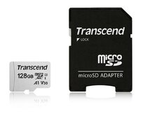 Transcend 128GB microSDXC 300S UHS-I U3 V30 A1 3D TLC (Class 10) paměťová karta (s adaptérem), 95MB/s R, 40MB/s W