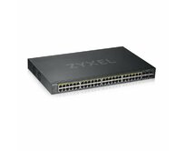 Zyxel GS1920-48HPv2, 50 Port Smart Managed PoE Switch 44x Gigabit Copper PoE and 4x Gigabit dual pers., hybrid mode, standalone 