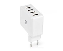 Nedis WCHAU481AWT - Síťová nabíječka | 4.8 A | 4 výstupy | USB-A | Bílá barva