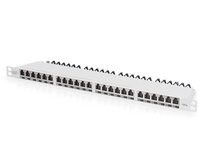 DIGITUS CAT 6A EA patch panel, stíněný, 24portový kryt proti prachu RJ45, 8P8C, 0,5U, šedý RAL 7035
