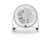 Nedis FNDK1WT10 - Kovový Mini Ventilátor | Průměr 10 cm | Napájení prostřednictvím USB | Bílá barva