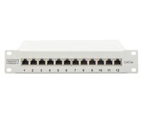 DIGITUS CAT 6A Patch Panel, stíněný, 12-portové pole se štítkem, 1U, 10 "montáž do stojanu, šedá RAL 7035