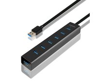 AXAGON HUE-SA7BP, 7x USB3.0 ALU CHARGING hub vč. AC adapteru