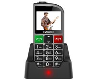 EVOLVEO EasyPhone FM, mobilní telefon pro seniory s nabíjecím stojánkem (stříbrná barva)