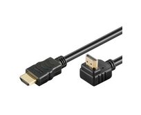 PremiumCord HDMI High Speed+Ethernet kabel, zlacený zahnutý konektor 90° 1m