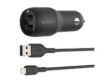 Belkin 24W Duální USB-A nabíječka do auta + 1m lightning kabel, černá