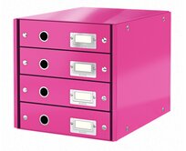LEITZ Zásuvkový box  Click&Store, 4 zásuvky, růžová