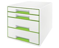LEITZ Zásuvkový box WOW CUBE, 4 zásuvky, bílá/zelená