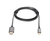 Digitus USB-C - HDMI kabelový adaptér, 1,8 m 4K/30 Hz, černý, kovový kryt