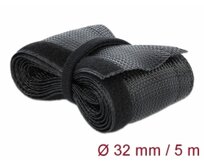 Delock Pletené opláštění na suchý zip 5 m x 32 mm, černé