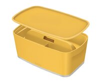 LEITZ Úložný box s víkem MyBox Cosy + Organizér s držadlem, velikost S, teplá žlutá