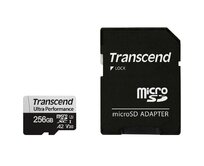 Transcend 256GB microSDXC 340S UHS-I U3 V30 A2 3D TLC (Class 10) paměťová karta (s adaptérem), 160MB/s R, 125MB/s W