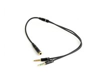 GEMBIRD CABLEXPERT Kabel rozdvojka jack 3,5mm (4 pólový) na 2x3,5mm F/M, kovové koncovky, 20cm, černý