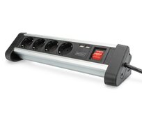 DIGITUS čtyřcestný kancelářský zásuvkový pásek s 2x USB porty