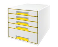 LEITZ Zásuvkový box WOW CUBE, 5 zásuvek, bílá/žlutá