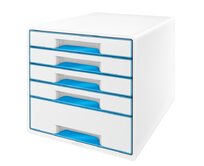 LEITZ Zásuvkový box WOW CUBE, 5 zásuvek, bílá/světle modrá