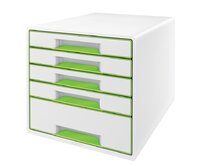 LEITZ Zásuvkový box WOW CUBE, 5 zásuvek, bílá/zelená