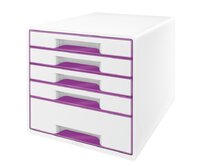 LEITZ Zásuvkový box WOW CUBE, 5 zásuvek, bílá/purpurová