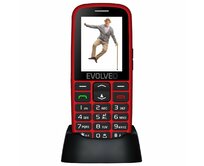 EVOLVEO EasyPhone EG, mobilní telefon pro seniory s nabíjecím stojánkem (červená barva)