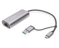 DIGITUS USB Type-C™ Gigabit Ethernet Adapter 2.5G, USB-C™ + USB A (USB3.1/3.0)