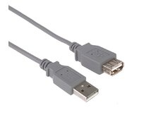 PremiumCord USB 2.0 kabel prodlužovací, A-A, 2m, šedá