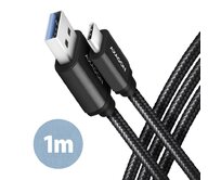 AXAGON BUCM3-AM10AB, SPEED kabel USB-C <-> USB-A, 1m, USB 3.2 Gen 1, 3A, ALU, oplet, černý