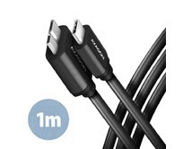 AXAGON BUMM3-CM10AB, SPEED kabel Micro-B USB <-> USB-C, 1m, USB 3.2 Gen 1, 3A, ALU, tpe, černý