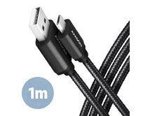 AXAGON BUMM-AM10AB, HQ kabel Micro USB <-> USB-A, 1m, USB 2.0, 2.4A, ALU, oplet, černý