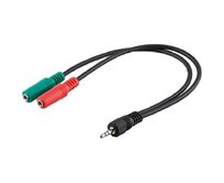 PremiumCord Adaptér 4pólový jack3,5mm pro sluchátka a mikrofon, 30cm