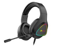 C-TECH herní sluchátka s mikrofonem Midas (GHS-17), casual gaming, RGB podsvícení,3,5mm jack+USB(pods.) černá