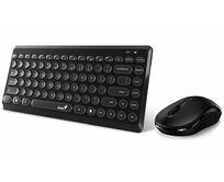 Genius LuxeMate Q8000 set klávesnice a myši, bezdrátový, retro design, CZ+SK layout, 2,4GHz, mini USB přijímač, černý
