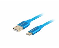 LANBERG USB-C (M) na USB-A (M) 2.0 kabel 1m, modrý, rychlé nabíjení 3.0 