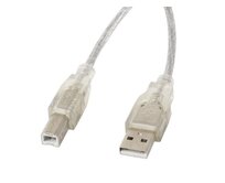 LANBERG USB-A (M) na USB-B (M) 2.0 kabel 5m, transparentní